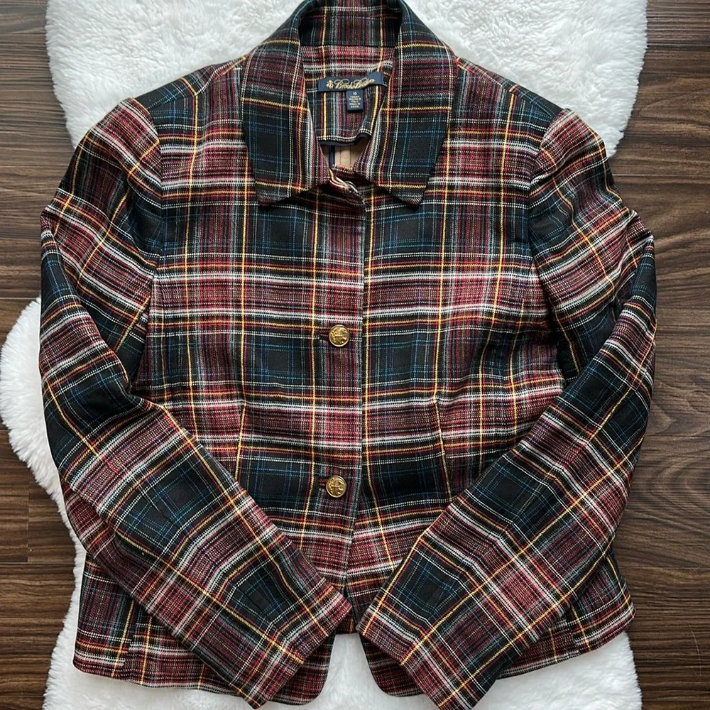 Brooks Brothers Plaid Light Jacket Wool Blend size 10 - Picture 9 of 10